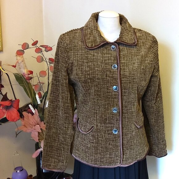 NWT Comfy Lined Light Brown Blazer Jacket Spring Fall Winter Jackets M - Picture 4 of 6